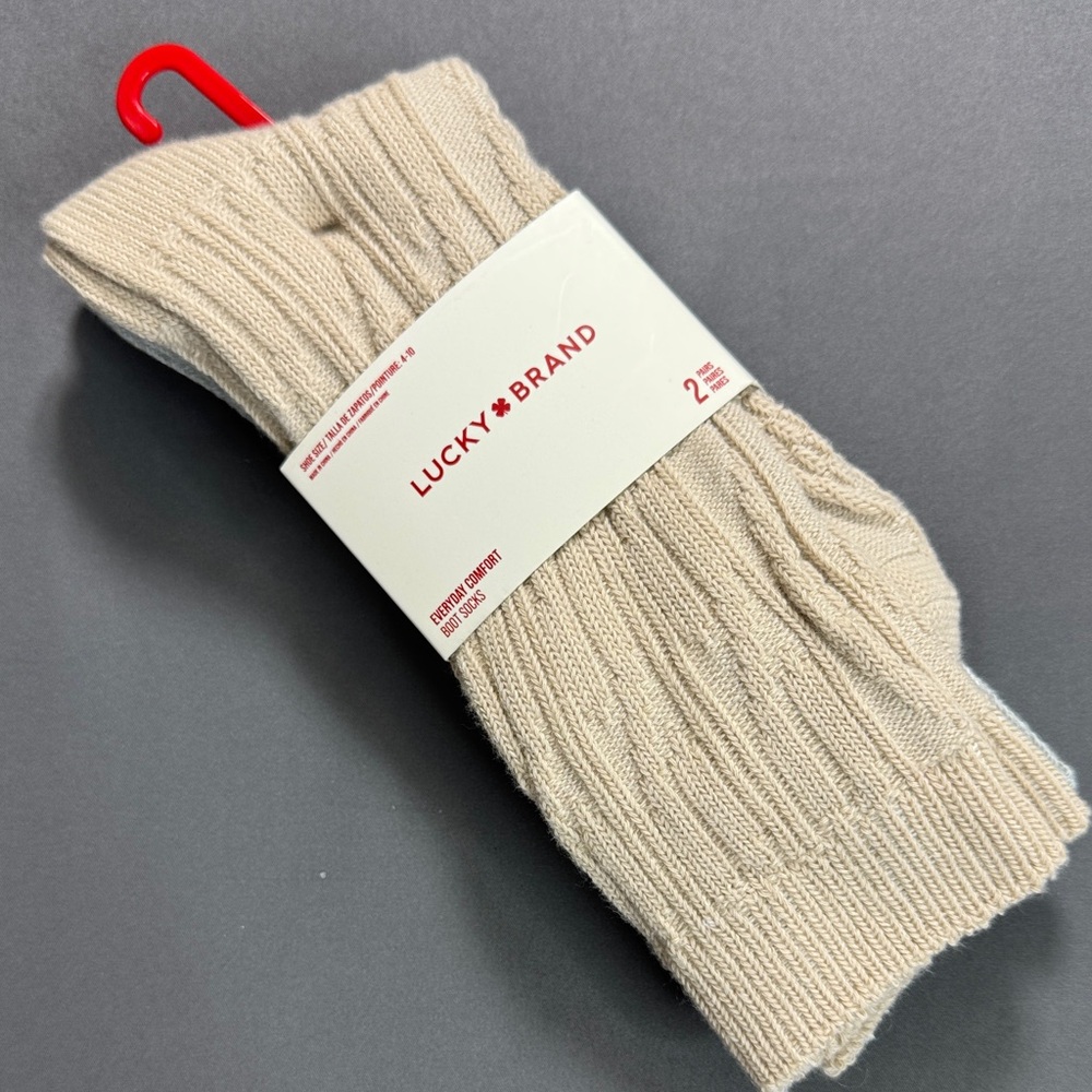 NWT Lucky Brand Women's Tan Boot Socks Size 4-10 Soft Knit‎ Blend